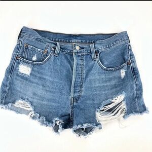 Levis distressed denim shorts